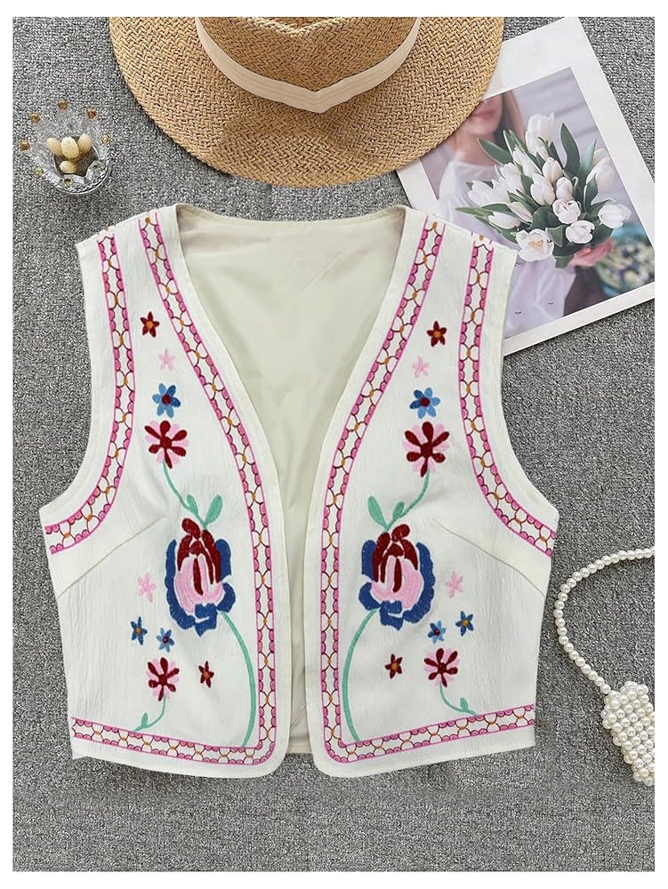 Verdusa Women's Cowgirl Vest Western Outfit Linen Vest